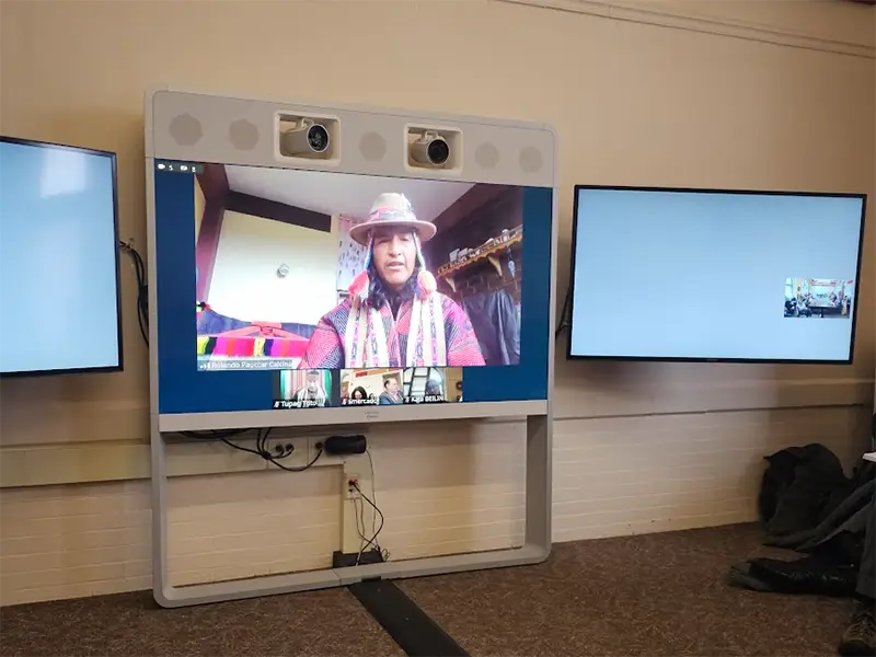 Rolando Pauccar Calcina speaking via teleconference